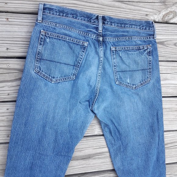 Vintage Jeans Bootcut Handcrafted All Cotton Classic Straight Leg Blue 34W 34L - Picture 4 of 15